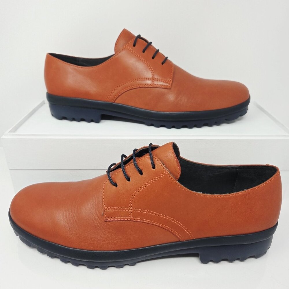 Camper Mens 44 US 10.5 Orange Dress Shoes Lace-Up Pegaso Blucher Oxford X Light